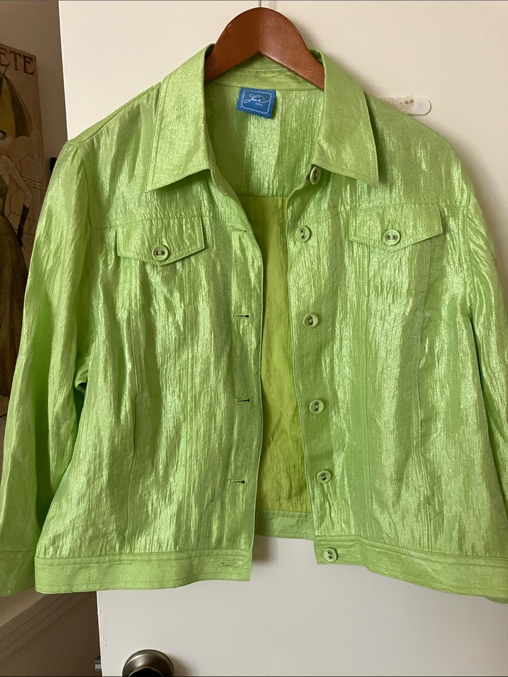 Shimmery Light Green Women's Jean Jacket